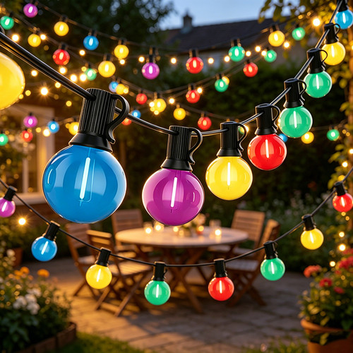 Coloured garden string festoon - garden,