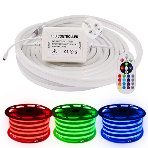 Mains plug rgb led strip - rgb, neon