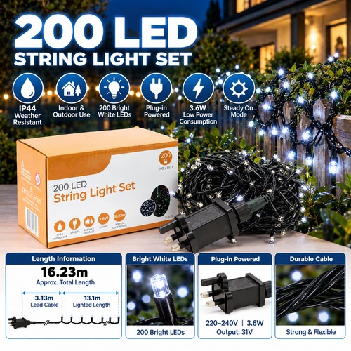 200 led white - 200, string