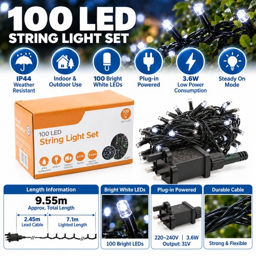 100 led white string - 100,